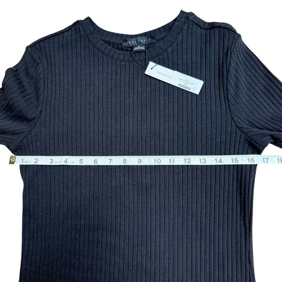 SANCTUARY BLACK DRESS RIBBED STRETCH BODYCON MINI SIZE XL MINIMALIST NEW $79 - Picture 5 of 6